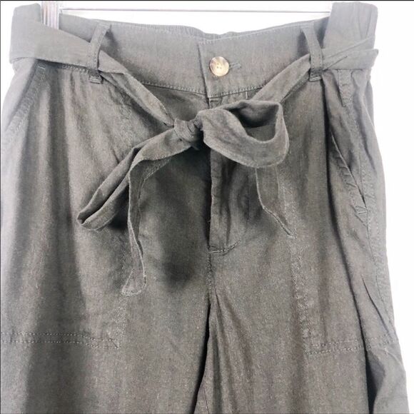 LOU & GREY | Loft Linen Tie Sash Pants Gray Black - Picture 5 of 8